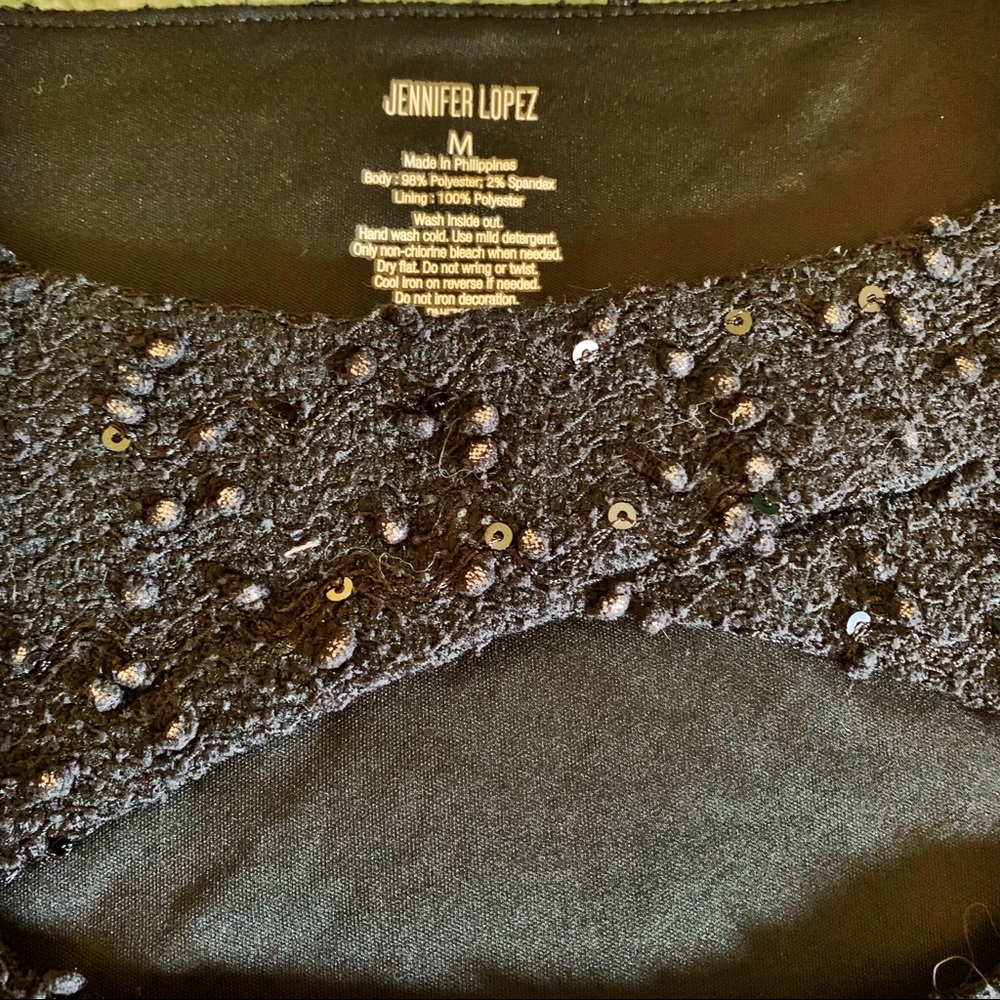 Jennifer Lopez Black Sequin City Cut Out Top - Picture 4 of 6